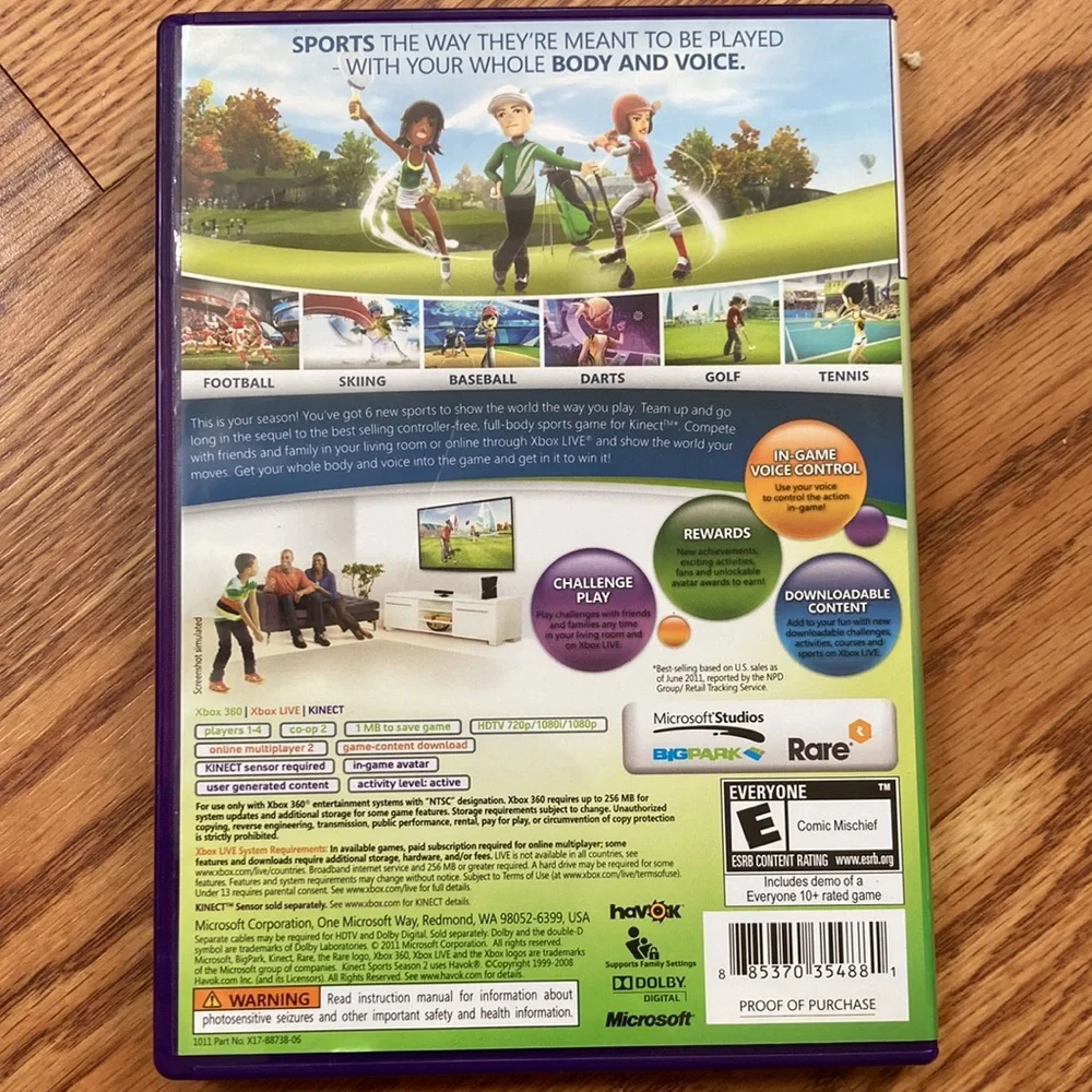 Kinect Sports: Season Two Microsoft Xbox 360 from 2011